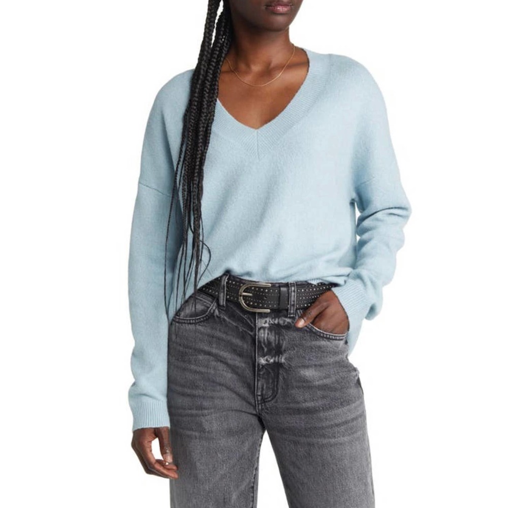 NWT Treasure & Bond V-neck Sweater Baltic Blue Large